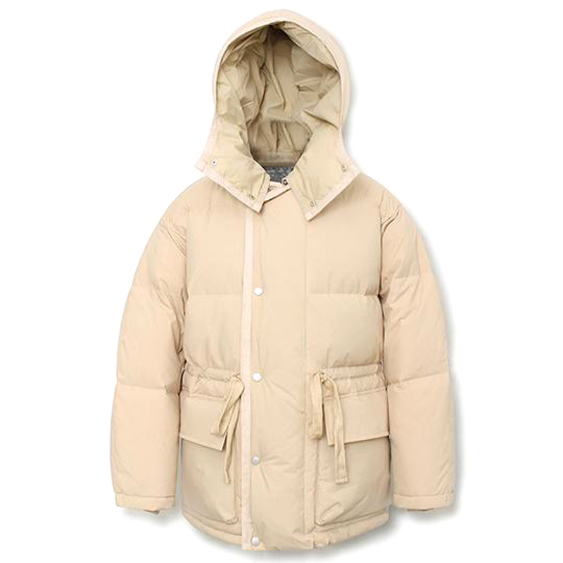 Beige Warm Air Duck Down Utility Half Padding Jackets
